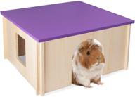 🐹 hoc guinea pig house with window - hideout hut for small animals, ideal for guinea pigs, hamsters, chinchillas and more, natural wooden hideout habitat logo