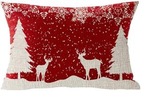 img 3 attached to 🦌 Winter Wonderland Elk Merry Christmas Pillowcase: Happy Snowflake Let It Snow Decorative Cushion Cover for Sofa Lumbar (12x20 inches)