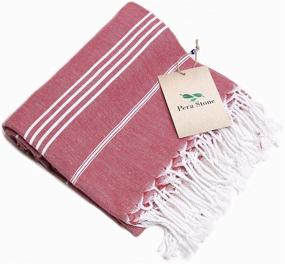 img 1 attached to 🏖️ Pera Stone Turkish Towel - Prewashed, Soft 100% Cotton 70'x39', Absorbent, Quick-Drying, Washer-Dryer Safe, No Shrinkage, Oversized Lightweight, Ideal for Beach, Bath, Spa, Gym, and Travel (Coral)