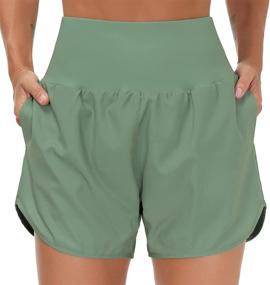 img 3 attached to 🏋️ THE GYM PEOPLE Women’s High Waist Running Shorts with Built-in Liner - Athletic Hiking Workout Shorts with Zippered Pockets