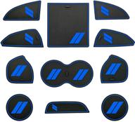🚗 hamsam dodge challenger accessories 2015-2021 - anti-dust cup holder inserts, door pocket liners, and center console liner mats - premium custom interior set (11pcs, blue trim) logo