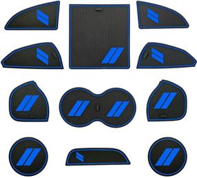 img 4 attached to 🚗 HAMSAM Dodge Challenger Accessories 2015-2021 - Anti-Dust Cup Holder Inserts, Door Pocket Liners, and Center Console Liner Mats - Premium Custom Interior Set (11pcs, Blue Trim)