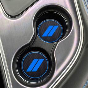 img 2 attached to 🚗 HAMSAM Аксессуары для Dodge Challenger 2015-2021 - Вставки для кружек с защитой от пыли, подкладки для карманов дверей и мата для средней консоли - Комплект премиум-класса (11шт, синяя отделка)