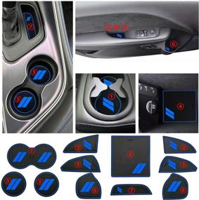 img 3 attached to 🚗 HAMSAM Dodge Challenger Accessories 2015-2021 - Anti-Dust Cup Holder Inserts, Door Pocket Liners, and Center Console Liner Mats - Premium Custom Interior Set (11pcs, Blue Trim)