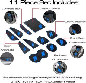 img 1 attached to 🚗 HAMSAM Dodge Challenger Accessories 2015-2021 - Anti-Dust Cup Holder Inserts, Door Pocket Liners, and Center Console Liner Mats - Premium Custom Interior Set (11pcs, Blue Trim)