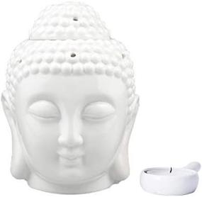 img 3 attached to 🧘 Спокойствие и безмятежность: мирная голова Будды из керамики с ароматической свечой воздуха и горелкой для эфирных масел - Белая.