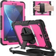 📱 timecity galaxy tab a 10.1 case with rotation kickstand, hand strap, s pen holder - full-body cover for sm-t580 t585 t587 2016 release tablet - built-in screen protector - black+rose logo