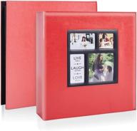 📷 artmag large capacity wedding family leather photo album - holds 600 horizontal and vertical 4x6 photos with black pages - 4x6 600 photos, red логотип