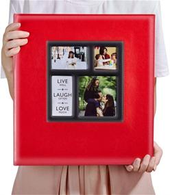 img 3 attached to 📷 Artmag Large Capacity Wedding Family Leather Photo Album - Holds 600 Horizontal and Vertical 4x6 Photos with Black Pages - 4x6 600 Photos, Red