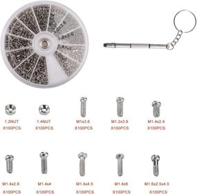 img 1 attached to 🔩 1000PCS ETopLike Stainless Steel Screw & Nut Set Assortment Kit with Mini 3 in 1 Screwdriver Keychain for Glasses/Cellphone/Watches - M1 M1.2 M1.4 M1.6 | Repair Tool