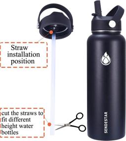 img 2 attached to 🥤 SENDESTAR Straw Lid: Enhance Your Hydro Flask Wide Mouth Sports Water Bottle with 2 Straws and 1 Brush