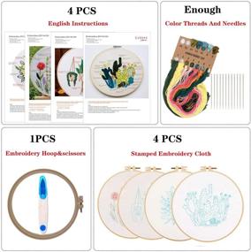img 3 attached to 🧵 Embroidery Starter Kit - 4Pack with Pattern, Instructions, Hoop, Clothes, Plants & Flowers Design - DIY Beginner Stitch Kit with Color Threads (Embroidery Kit-C)