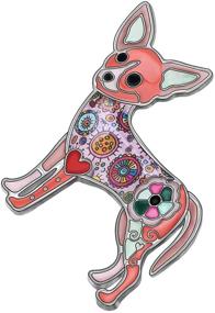 img 3 attached to 🐶 WEVENI Enamel Alloy Chihuahua Dog Brooch Pet Puppy Pins in Pink - Ideal Jewelry Gift for Women, Ladies, and Girls to Complement Scarves, Suits, and Dresses