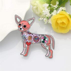 img 2 attached to 🐶 WEVENI Enamel Alloy Chihuahua Dog Brooch Pet Puppy Pins in Pink - Ideal Jewelry Gift for Women, Ladies, and Girls to Complement Scarves, Suits, and Dresses