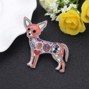 img 1 attached to 🐶 WEVENI Enamel Alloy Chihuahua Dog Brooch Pet Puppy Pins in Pink - Ideal Jewelry Gift for Women, Ladies, and Girls to Complement Scarves, Suits, and Dresses