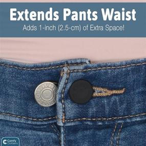 img 2 attached to Comfy Clothiers 6-Pack Black Flexible Button Waist Extenders: Perfect for Men and Women’s Pants, Shorts, Skirts - Jean Extender Buttons