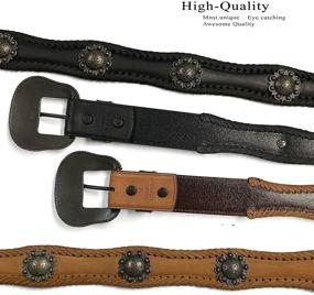 img 1 attached to Authentic Genuine Leather Western Vintage Scalloped Men's Accessories
