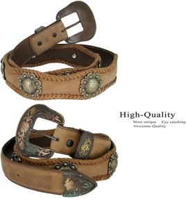img 2 attached to Authentic Genuine Leather Western Vintage Scalloped Men's Accessories
