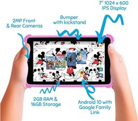 img 3 attached to 📱 Venturer Small Wonder 7" Android Kids Tablet with Disney Books, Bumper Case & Google Play Store, Enhanced 16GB Storage & 2GB RAM (Pink)