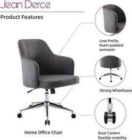 img 2 attached to 🪑 Adjustable Home Office Chair: Upholstered, Movable, and Swivel - Ideal for Computer Desk, Office Leisure, Bedroom, or Modern Fabric Vanity Armchair in Living Room