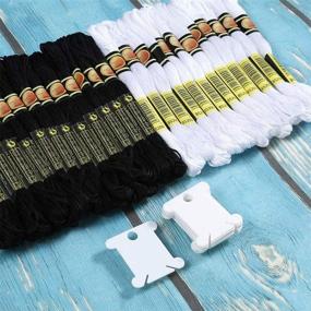 img 3 attached to 🧵 24-Pack Black and White Embroidery Floss: Ideal for Cross Stitch, Friendship Bracelets, and Craft Projects. Includes 12 Floss Bobbins!