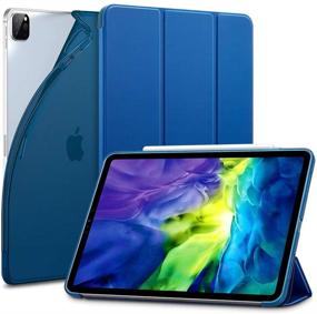 img 4 attached to 🔵 ESR Navy Blue Rebound Slim Smart Case for iPad Pro 11 (2020 & 2018) with Auto Sleep/Wake, Viewing/Typing Stand, Flexible TPU Back, and Rubberized Cover