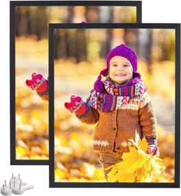 img 4 attached to 🖼️ Stylish 11x14 Picture Frame Set: Dual Formats for Wall or Tabletop Display, Black Frame for Artwork, Certificates - 2-Pack, Black