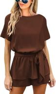 👗 utyful women's summer casual crisscross v neck 3/4 bell sleeve belted chiffon one piece romper shorts logo