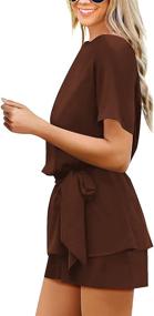 img 2 attached to 👗 Utyful Women's Summer Casual Crisscross V Neck 3/4 Bell Sleeve Belted Chiffon One Piece Romper Shorts