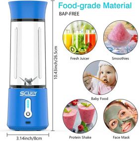 img 1 attached to 🍹 SCIJOY Portable Blender: 17 oz Personal Blender for Shakes and Smoothies, 4000mAh USB Rechargeable Battery, Six Blades & Cleaning Brush