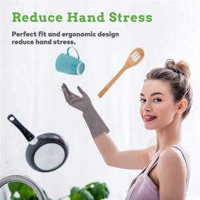 img 1 attached to 🧤 Waterproof Rubber Dishwashing Gloves for Kitchen - 2 Pairs | Reusable Household Cleaning Gloves with Non-Slip Grip