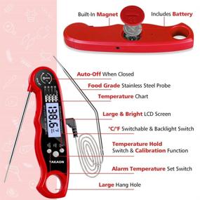 img 2 attached to 🔥 YAKAON Upgraded 2-in-1 Digital Meat Thermometer: Instant Read, Ultra Fast, Oven Safe, Backlight, Magnet, Calibration for Deep Fry, BBQ, Grill, Turkey