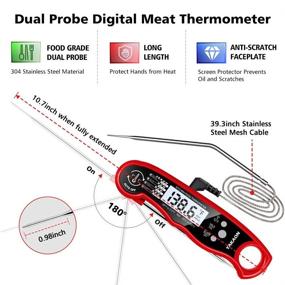 img 3 attached to 🔥 YAKAON Upgraded 2-in-1 Digital Meat Thermometer: Instant Read, Ultra Fast, Oven Safe, Backlight, Magnet, Calibration for Deep Fry, BBQ, Grill, Turkey