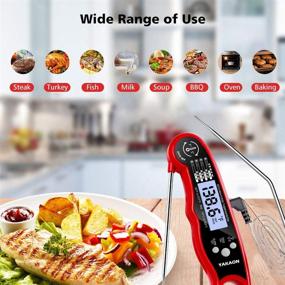 img 1 attached to 🔥 YAKAON Upgraded 2-in-1 Digital Meat Thermometer: Instant Read, Ultra Fast, Oven Safe, Backlight, Magnet, Calibration for Deep Fry, BBQ, Grill, Turkey