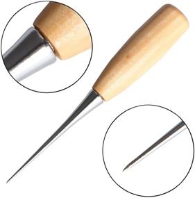 img 2 attached to 🔨 Premium Wood Handle Awl Set - 2PCS Alloy Steel Craft Repair Tools for DIY Crafts & Cloth Scratch Awl Projects