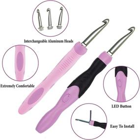 img 1 attached to 🔆 Metal Lighted Crochet Hooks Set - 12 Sizes with Case, Rechargeable Crochet Hooks Kit including 2PCS Ergonomic Handle