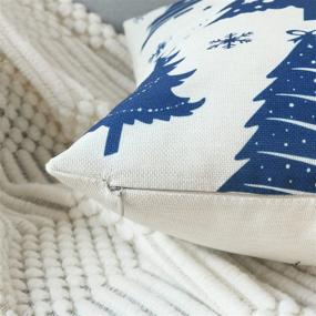 img 1 attached to 🎄 MerryColor Christmas Pillow Covers 18×18 Inches Set of 4 - Farmhouse Blue Rustic Linen Throw Pillow Cases for Sofa Couch Holiday Decorations & Christmas Festive Touch