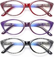 👓 3-pack eyeurl cat eye reading glasses for women with blue light blocking technology, anti-eyestrain women readers with spring hinge logo