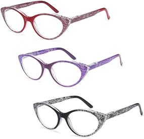 img 1 attached to 👓 3-Pack EYEURL Cat Eye Reading Glasses for Women with Blue Light Blocking Technology, Anti-Eyestrain Women Readers with Spring Hinge