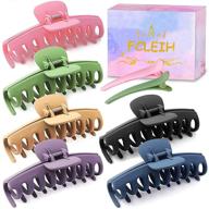 🌟 fcleih 6 pack big hair clips - 4.33" large claw clips with nonslip grip - jumbo jaw clips for thick or thin hair - strong hold hair barrettes - giant matte banana hair accessories for women's fashion logo