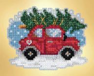 2019 winter holiday tree shopping beaded counted cross stitch ornament kit by mill hill (mh181931) logo