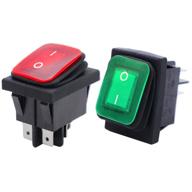 🚣 waterproof rocker toggle switch led light illuminated 16a 4 pins 2 position on/off dpst dc12v for boat or car twidec (pack of 2, red + green) логотип