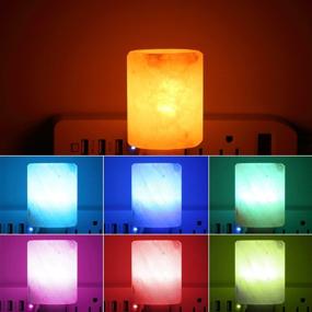 img 2 attached to 🔮 AMIR (Enhanced) Himalayan Salt Rock Lamp – Air Purifying Natural Crystal Light with 2 Bulbs (Including 1 Colorful Bulb) – Mini Hand Carved Night Light for Lighting Decoration, UL-Listed Wall Plug