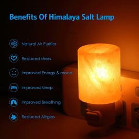 img 1 attached to 🔮 AMIR (Enhanced) Himalayan Salt Rock Lamp – Air Purifying Natural Crystal Light with 2 Bulbs (Including 1 Colorful Bulb) – Mini Hand Carved Night Light for Lighting Decoration, UL-Listed Wall Plug