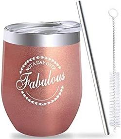 img 3 attached to 🎉 Not a Day Over Fabulous - Funny Birthday Wine Gift for Women | 12oz Insulated Wine Tumbler with Lid, Straw, and Cleaning Brush