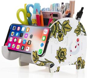 img 3 attached to 🐘 Mokani Elephant Desk Supplies Organizer with Cell Phone Stand and Tablet Desk Bracket - Perfect Desk Decoration for Office Accessories and Christmas Gifts for Kids, Girls, Boys, Women