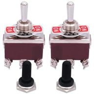 🔘 2-pack silver contact toggle switch - heavy duty car 6-pin momentary 3-position (on)/off/(on) 15a 250vac dtdt metal knob cap - waterproof ten-223 logo