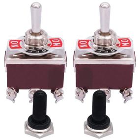 img 4 attached to 🔘 2-Pack Silver Contact Toggle Switch - Heavy Duty Car 6-Pin Momentary 3-Position (ON)/Off/(ON) 15A 250VAC DTDT Metal Knob Cap - Waterproof TEN-223