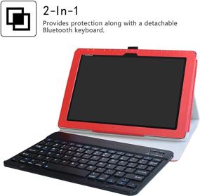 img 3 attached to 🔴 ASUS ZenPad 10 Red Wireless Keyboard Case with Detachable Keyboard - PU Leather Cover for Z300C / Z300M / Z301M / Z301ML / Z301MFL 10.1-Inch Android Tablet