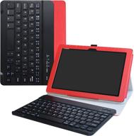 🔴 asus zenpad 10 red wireless keyboard case with detachable keyboard - pu leather cover for z300c / z300m / z301m / z301ml / z301mfl 10.1-inch android tablet логотип